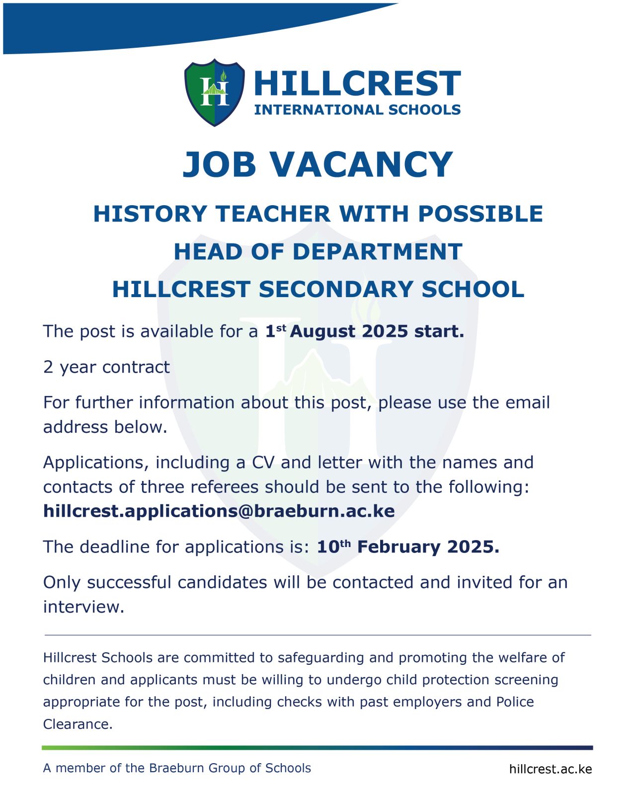 History Teacher with Possible Head of Department